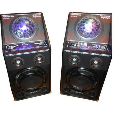 GLI LB-10 USB Dual 10 in. Powered Speaker Set with Strobe