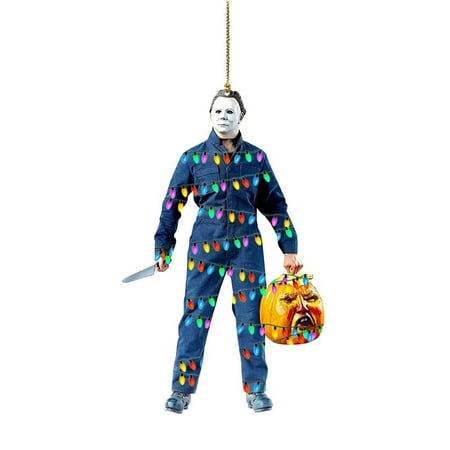 

DIY Horror Movie Character Pendant Pendant Decoration LED Light Group Flat Decoration Car Rearview Mirror Pendant Crafts Collection Party Supplies F