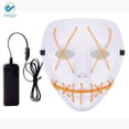 thumbnail image 2 of Deago Halloween Mask LED Light Up EL Wire Cosplay Glowing Mask The Purge Movie Scary Festival Costume with AA Battery, 2 of 5