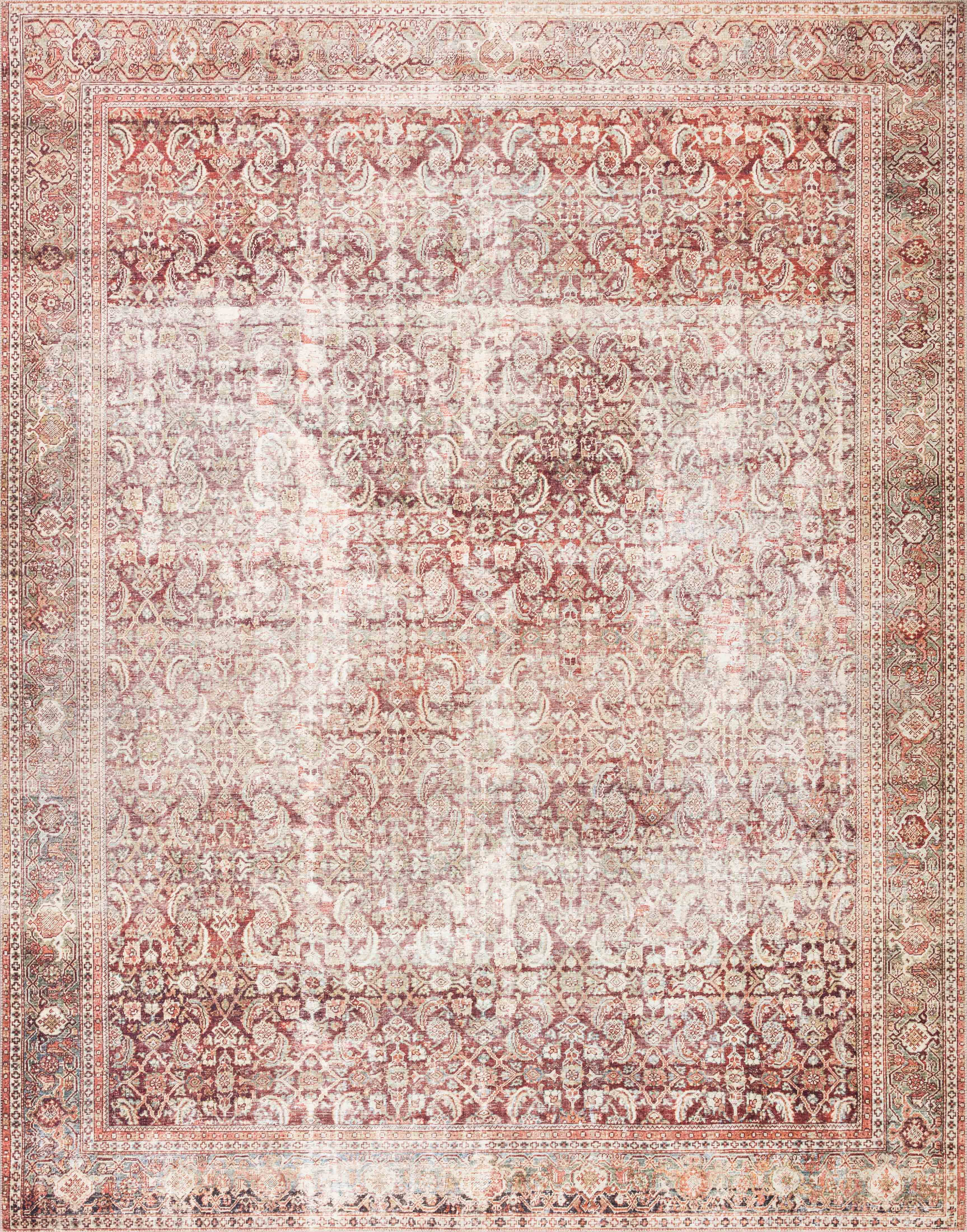 Loloi II Layla LAY-11 Printed Cinnamon / Sage Oriental Area Rug 2'-3" x 3'-9"