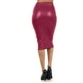 thumbnail image 3 of Daqian Plus Size Skirts Sexy Womens Skirt Fashion Leather Skirt Solid Color Elegant Knee Length Skirt Midi Skirts Women Wine M, 3 of 5
