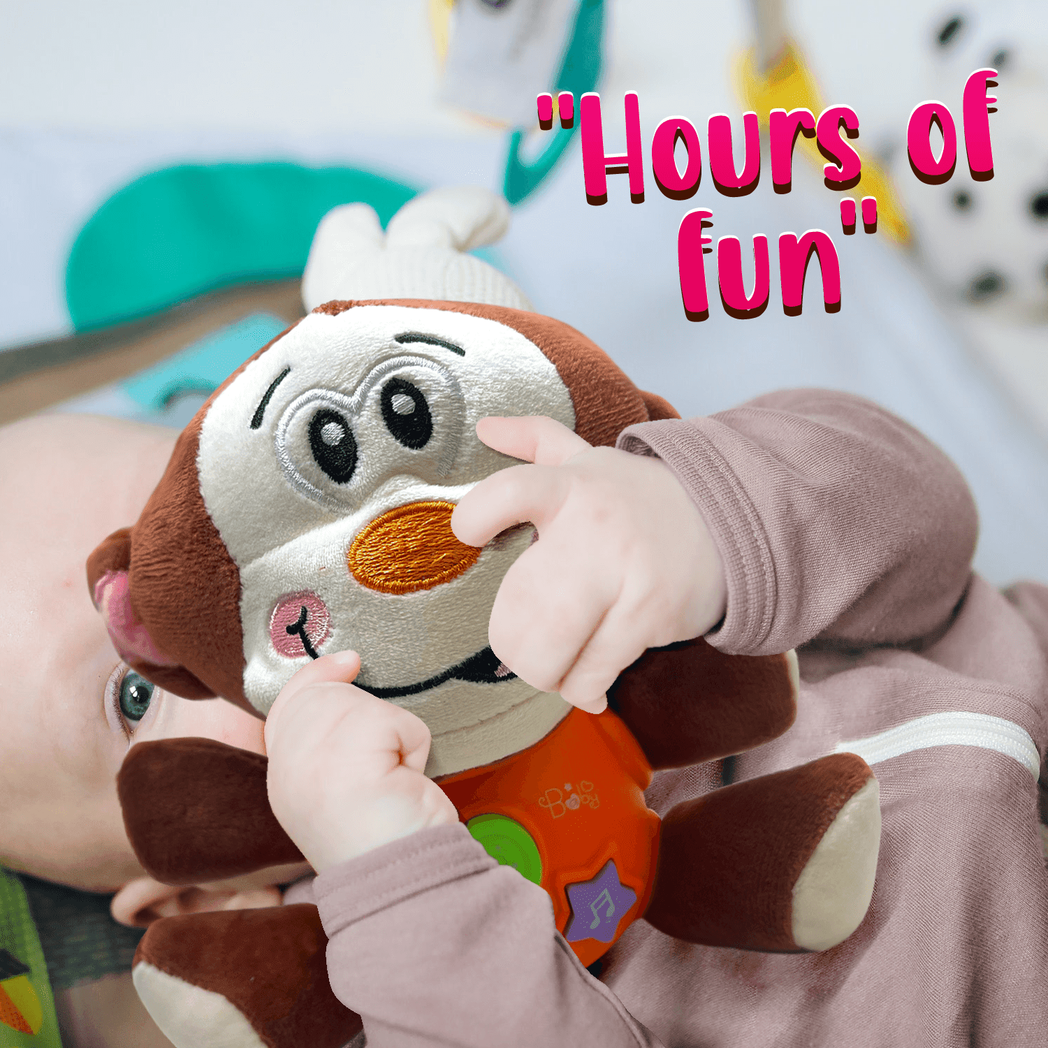 Petal Plush Monkey Musical Baby Toys for Newborn Baby Toys for 0 3 6 9 12 Month Baby, Cute Stuffed Aminal Light Up Baby Musical Toys for Infant Babies Boys & Girls Toddlers 0 to 36 Months