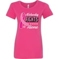 thumbnail image 3 of Inktastic Breast Cancer Awareness Nobody Fights Alone Pink Ribbon Women's T-Shirt, 3 of 5