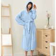 thumbnail image 6 of FAHUOMU Hooded Bathrobes For Women Knee Length Tie Front Plush Sleepwear Ultra Soft Robes With Pockets Winter Warm Clothe, 6 of 7