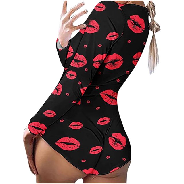 Mono Vintage Divertido de Manga Larga Con Cuello En V Para Mujer Con Estampado de Amor Cerca Del Cuerpo Odeerbi ODB-6