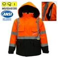 thumbnail image 3 of Men's Ansi Class 3 High Visibility Safety Bomber Jacket With Zipper, PVC Pocket, Black Bottom,Orange/J8511-5XL, 3 of 8