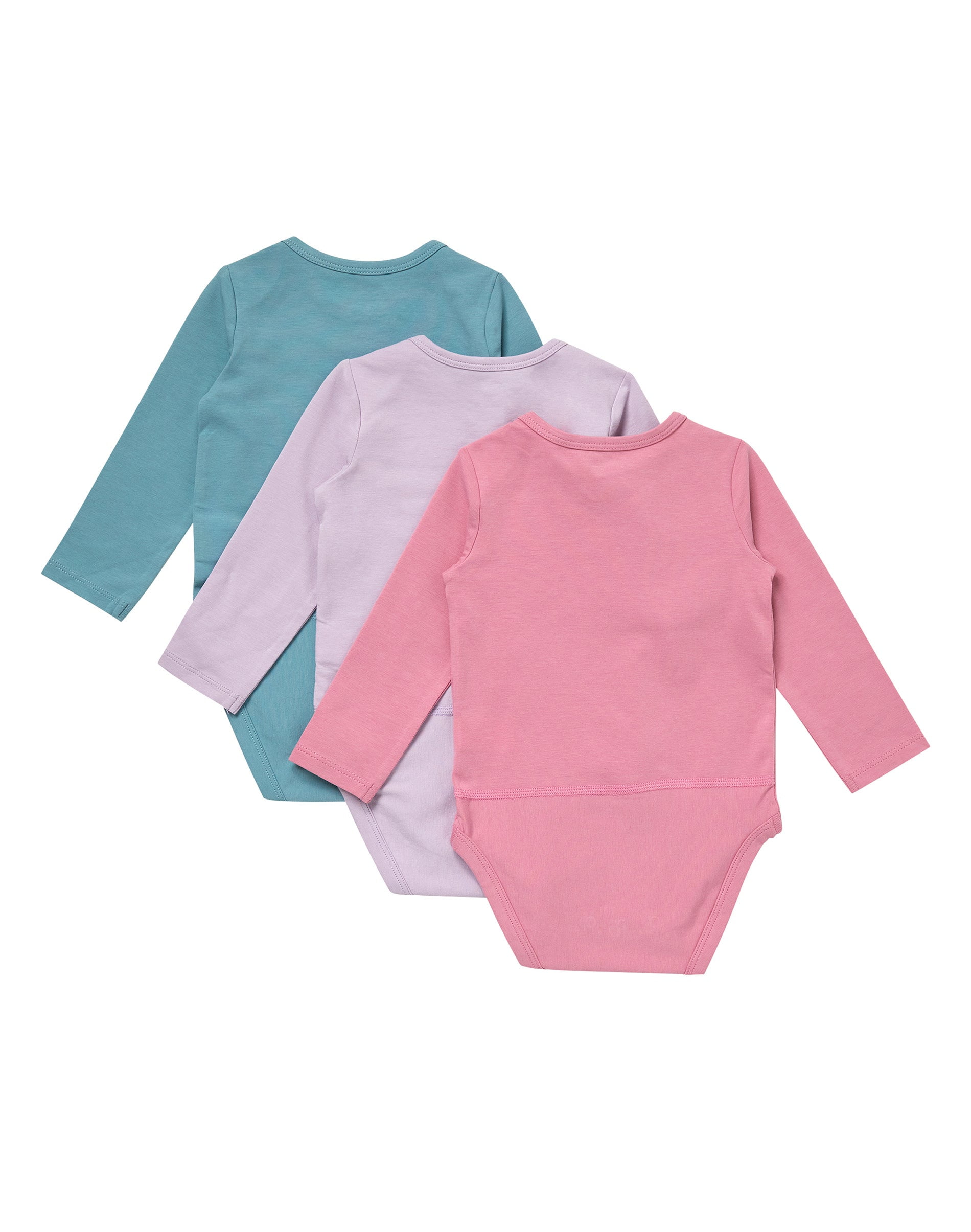 Hanes Pure Comfort Baby Long Sleeve Bodysuits, Organic Cotton, Boys & Girls, 3-Pack Dusty Jewel Tones Assortment 9MTH
