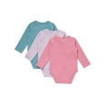 thumbnail image 2 of Hanes Pure Comfort Baby Long Sleeve Bodysuits, Organic Cotton, Boys & Girls, 3-Pack Dusty Jewel Tones Assortment 18MTH, 2 of 2