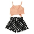 thumbnail image 2 of URMAGIC Baby Girls Sleeveless Front Bow-knot Spaghetti Strap Tops Dot Shorts Summer Outfits Clothes for 1-6Y Kids, 2 of 4
