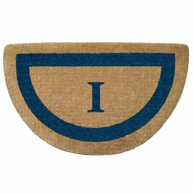 Nedia Home O2090I 22 x 36 Po Cadre Monophoto Bleu Robuste Tapis Coco - Monogrammé I Demi-Ronde