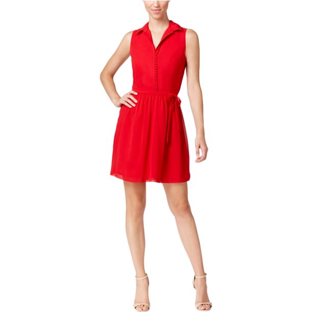 Vestido acampanado Kensie de gasa Crepe para mujer rojo mediano