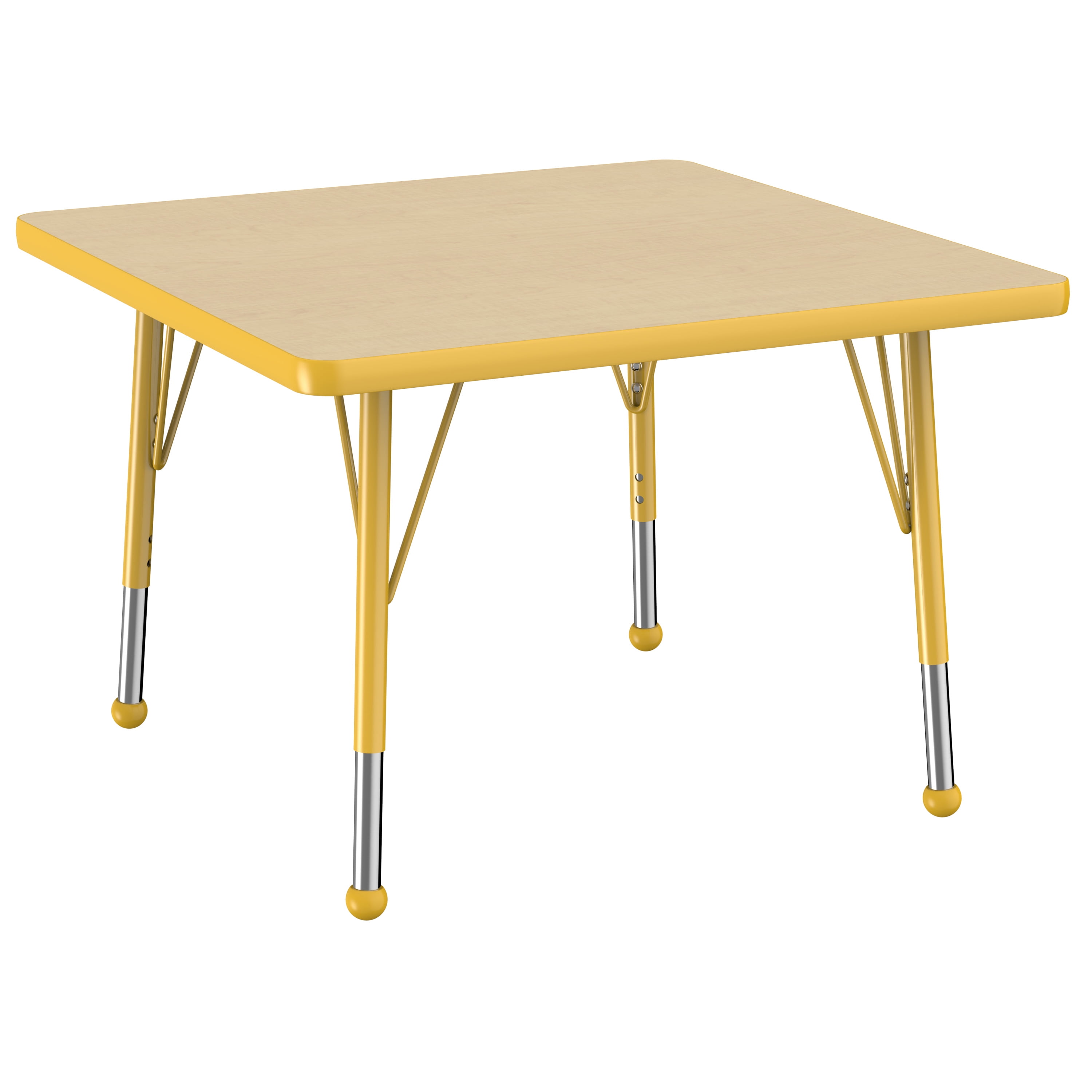 Toddler Legs w/ Swivel Glides ECR4Kids Mesa Everyday 24 x 48 Half Round School Activity Table Oak/Navy Adjustable Height 15-23 inch