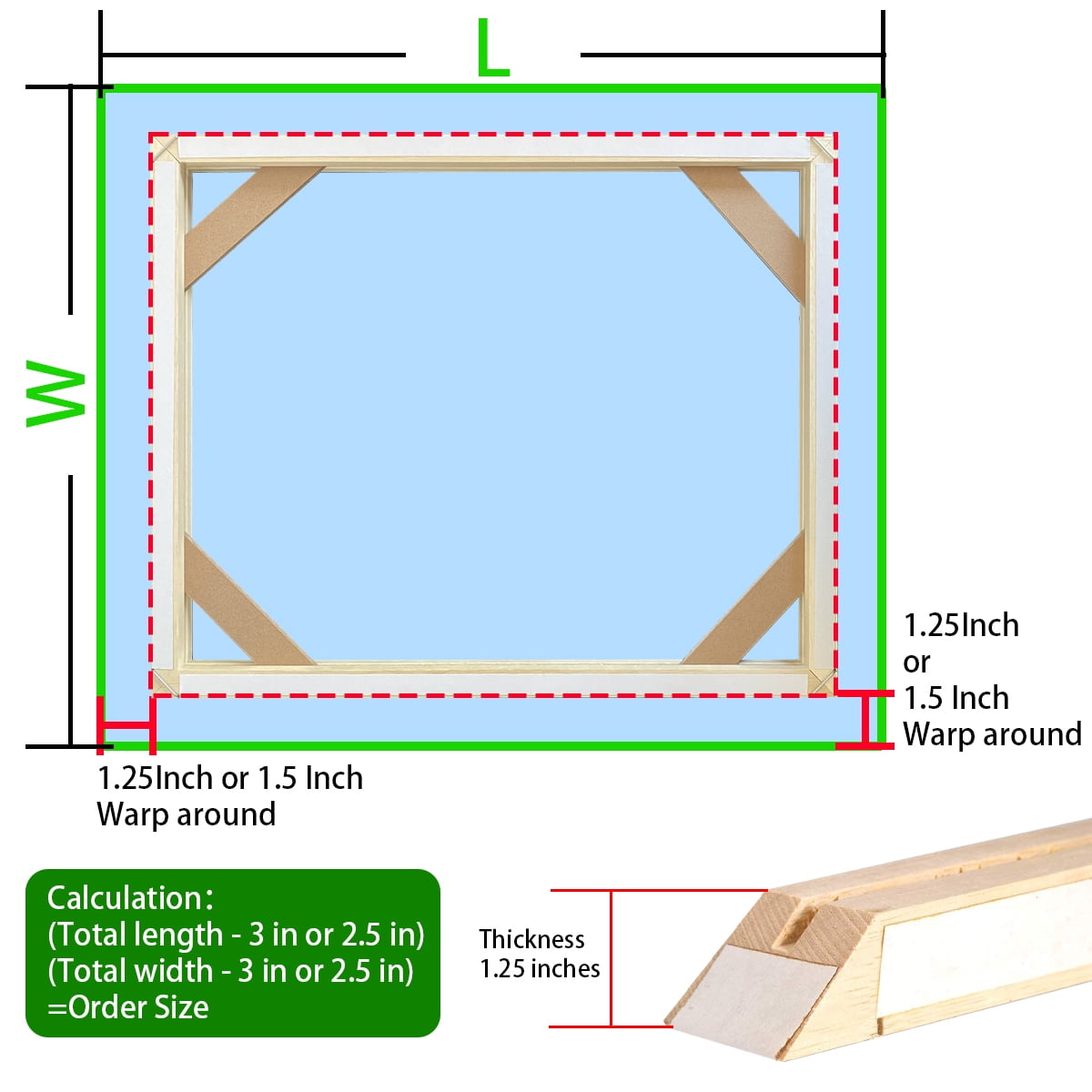 P&L Art Canvas Frame Kit Stretcher Bar - 24X36 Inch Customized Wooden Frames for Oil Painting & Gallery Wrap Wall Art