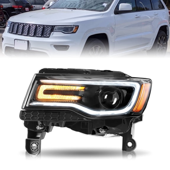 Black Headlights For 2014-2021 Jeep Grand Cherokee w/Bulbs&Ballast HID Lamp LH/RH