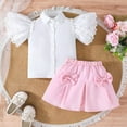 thumbnail image 5 of 5-6 Years Girls School Uniform Sets Lapel Short Sleeves Shirt+ Pleated Mini Skirt Outfits Pink, 5 of 7