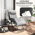 thumbnail image 3 of Grey Padded Folding Recliner Chair – Patio Lounger with Cupholder, Adjustable Backrest & Removable Cushion – Ideal for Outdoor Relaxation & Easy Storage, 3 of 7