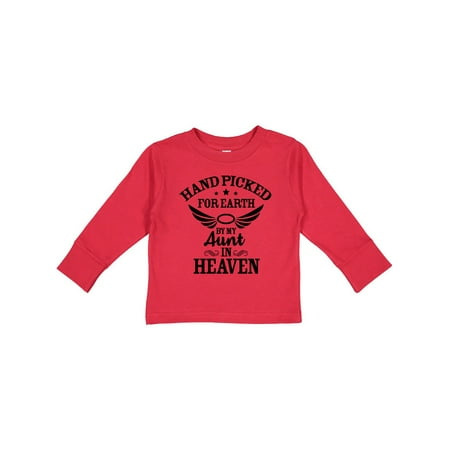 

Inktastic Handpicked for Earth By My Aunt in Heaven with Angel Wings Gift Toddler Boy or Toddler Girl Long Sleeve T-Shirt