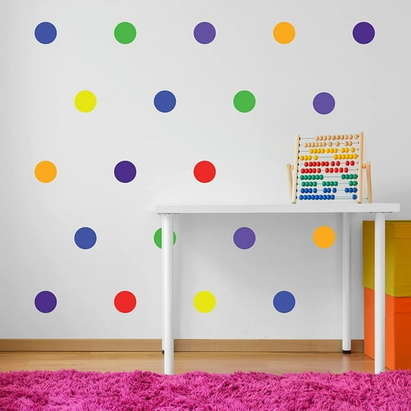 Decalcomania 42 Pieces 3" Polka Dots Wall Sticker Circle Wall Decal for Kids Bedroom, Classroom, Playroom Decor - Removable Vinyl Wall Stickers Dots 7 Primary Colors