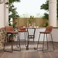 thumbnail image 2 of Aufeile 30" Counter Height Bar Stools Set of 3 – Modern Faux Leather Barstools with Back & Metal Legs, Kitchen Bar Chairs for Island, Dining Room, Dark Brown, 2 of 8