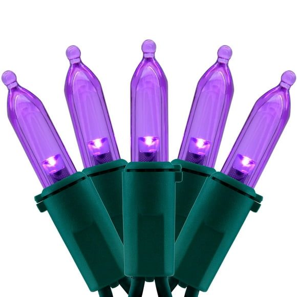 Luces navideñas YULETIME 200 LED moradas, 20 m, cable verde