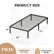 Atilioo Twin Bed Frame with Storage Space Under Frame, 14 Heavy Duty Metal Platform, No Box Spring Needed, Easy Assembly, Black