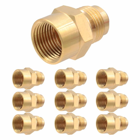 10 Pzs Niple Campana Conexion De Laton Para Gas 3/8" X 1/2" dorado 3/8 pulgadas