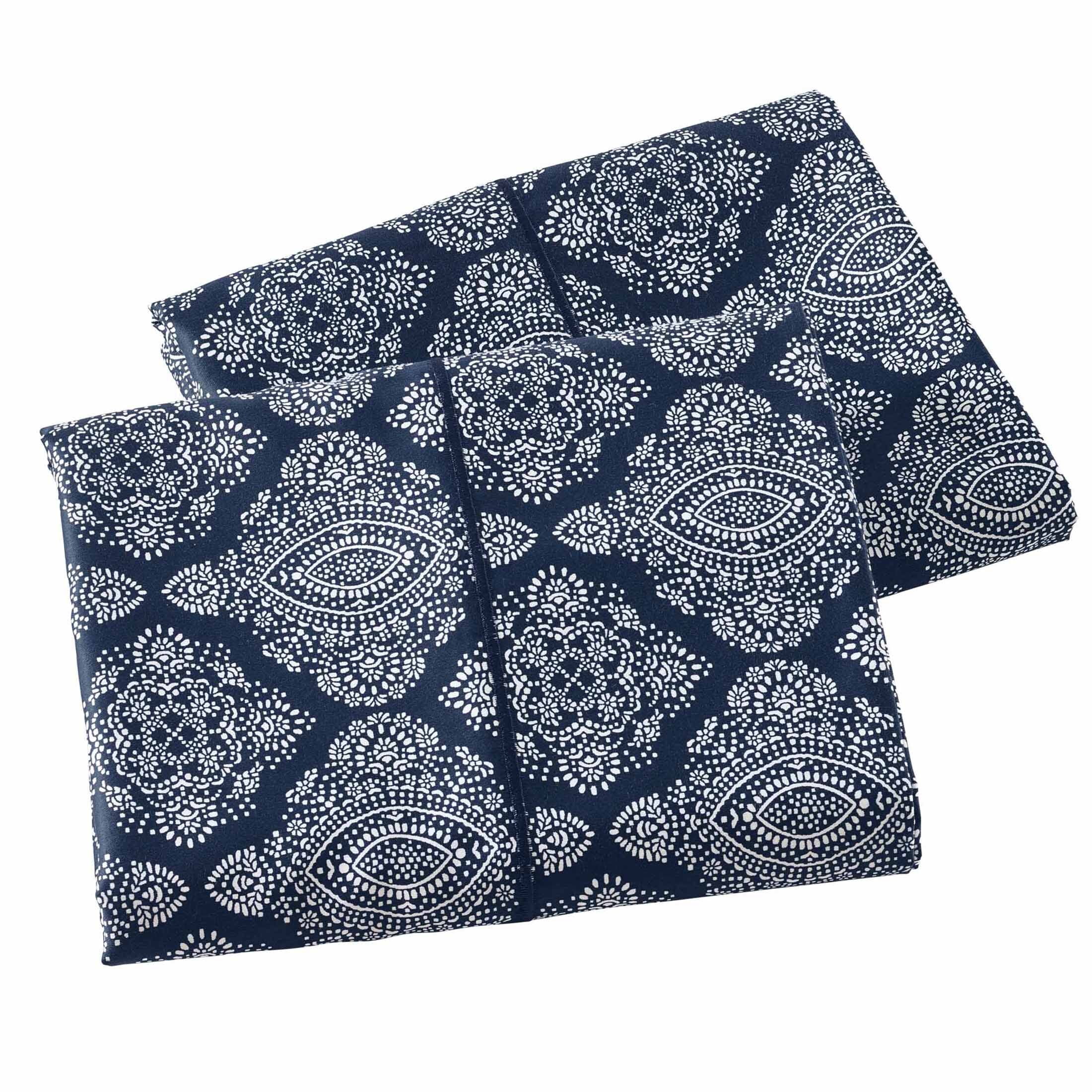 Better Homes & Gardens 2-Piece 400 Thread Count Navy Ogee Performance HYGROCOTTON® Pillowcase Set, King