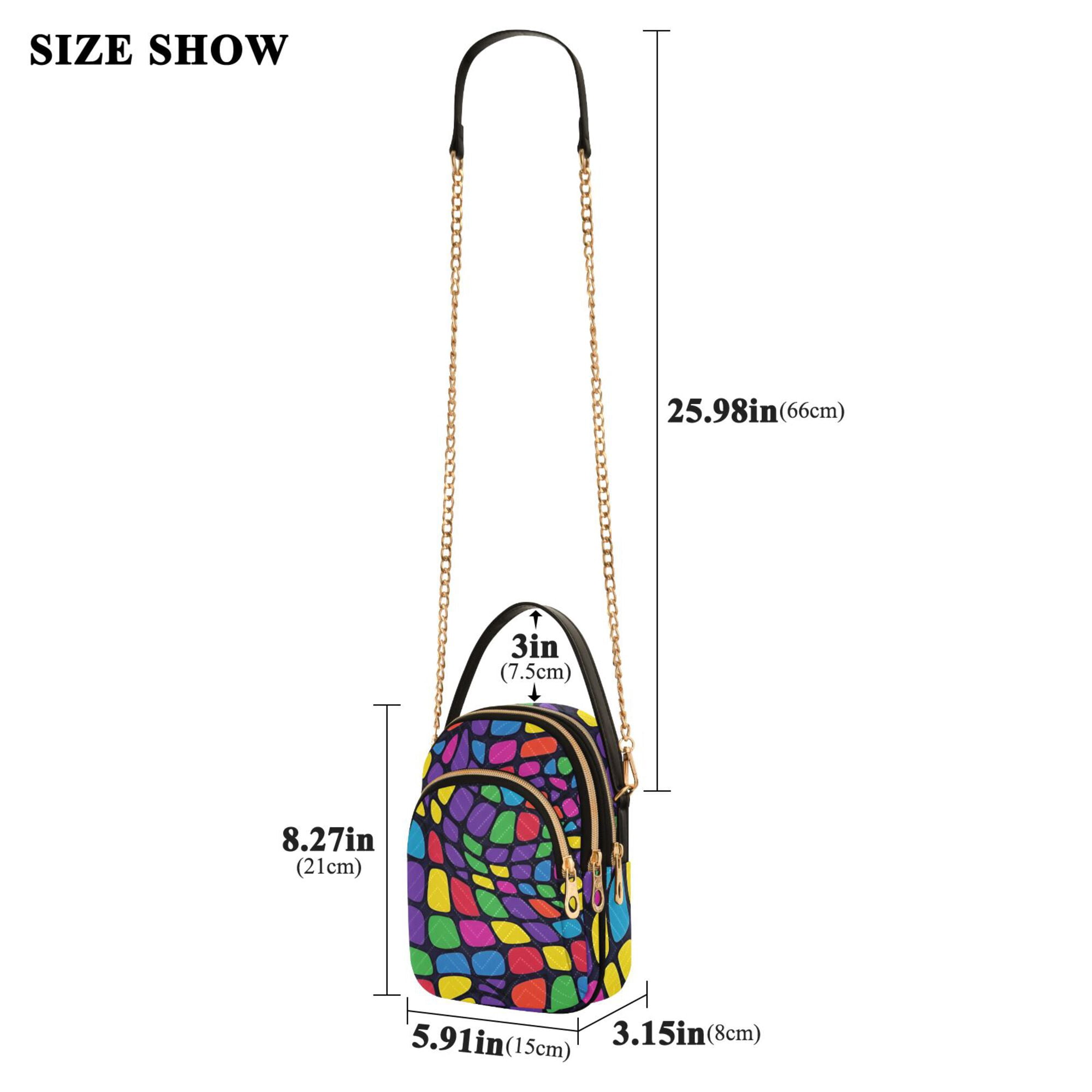 FORMRS Crossbody Bag for Women Quilted Travel Shoulder Cell Phone Purse with Chain Strap Handbag, Colorful Psychedelic