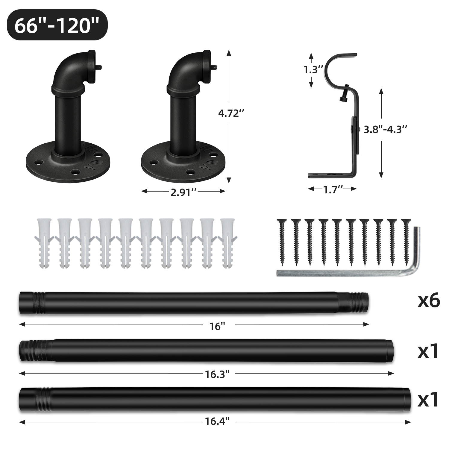 NewBuros Adjustable Industrial Curtain Rod, 32-120 Inches photo 3