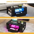 thumbnail image 4 of DWVO LED Coffee Tables High Glossy Center Table with 2 Sliding Drawers and Open Side Shelf, Black, 4 of 9