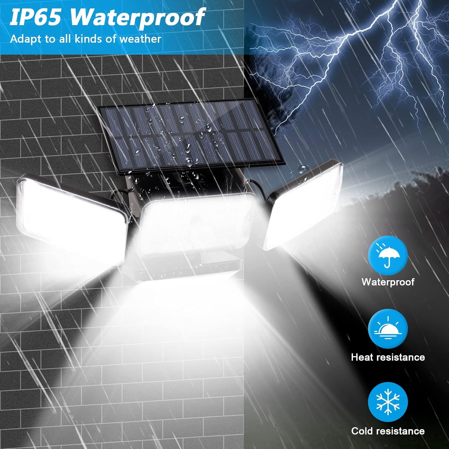 Solar Lights Outdoor, 288 LED 2800LM Motion Sensor Outdoor Light with Remote Control, 4 Heads IP65 Waterproof Solar Flood Security Lights for Outside Patio Wall -2PACK