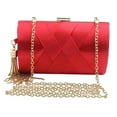 thumbnail image 1 of Qarigey Bolso de embrague de fiesta de noche de seda con colgante de borla elegante para mujer Bolsas de mensajero y de hombro Rojo, 1 of 1