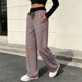 thumbnail image 5 of Tqcoqu Women's 2026 Striped Wide Leg Pants Sweatpants with Pocket, Knit Drawstring Elastic Waist Pj Bottom Casual Pants, Daily Home Wear Fall Outfits,Women's,Size S-XXL, 5 of 9