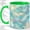 Green, variant on Aqua Abstract Coffee Mug, Soft Glass Line Art, Calm Daily Tea Sips at Desk