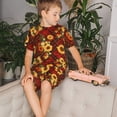 thumbnail image 4 of Balery Red Plaid Sunflower Conjunto de Pijama Infantil de Manga Corta con Estampado – Ropa de Dormir de Algodón Suave-Small, 4 of 6