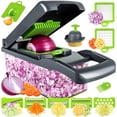 thumbnail image 2 of Picadora de verduras, picadora de cebolla profesional, picadora de alimentos multifuncional 13 en 1, cortadora de verduras de cocina, picadora de verduras con 8 cuchillas, picadora de zanahoria y ajo, 2 of 4