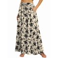 thumbnail image 2 of Women'S Flowy Maxi Skirt Summer Pleated High Waisted Casual Long Skirts with Pockets Leaf Flower XXL, 2 of 8