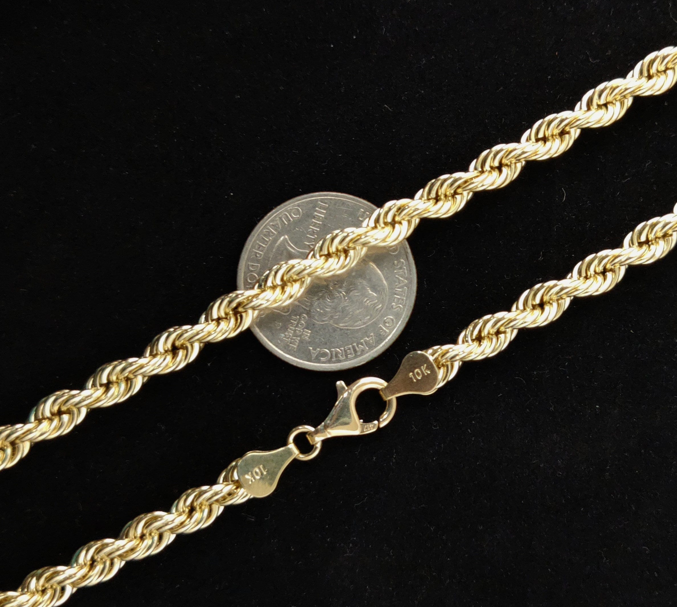 10K Gold Rope Chain Gold Rope Chain Necklace 6mm 20-26 inches, 10K Gold Rope Chain, 10K Gold Chain,  Men Women,Rope Chain Necklace (Necklace length:22;)