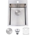 thumbnail image 3 of Gunmetal  Kitchen Sink Topmount Drop in Stainless Steel Single Bowl Kitchen Gauge Extra-Thick Modern Bar Prep RV Laundry Sinks with Dish Grid and Basket Strainer, 3 of 6