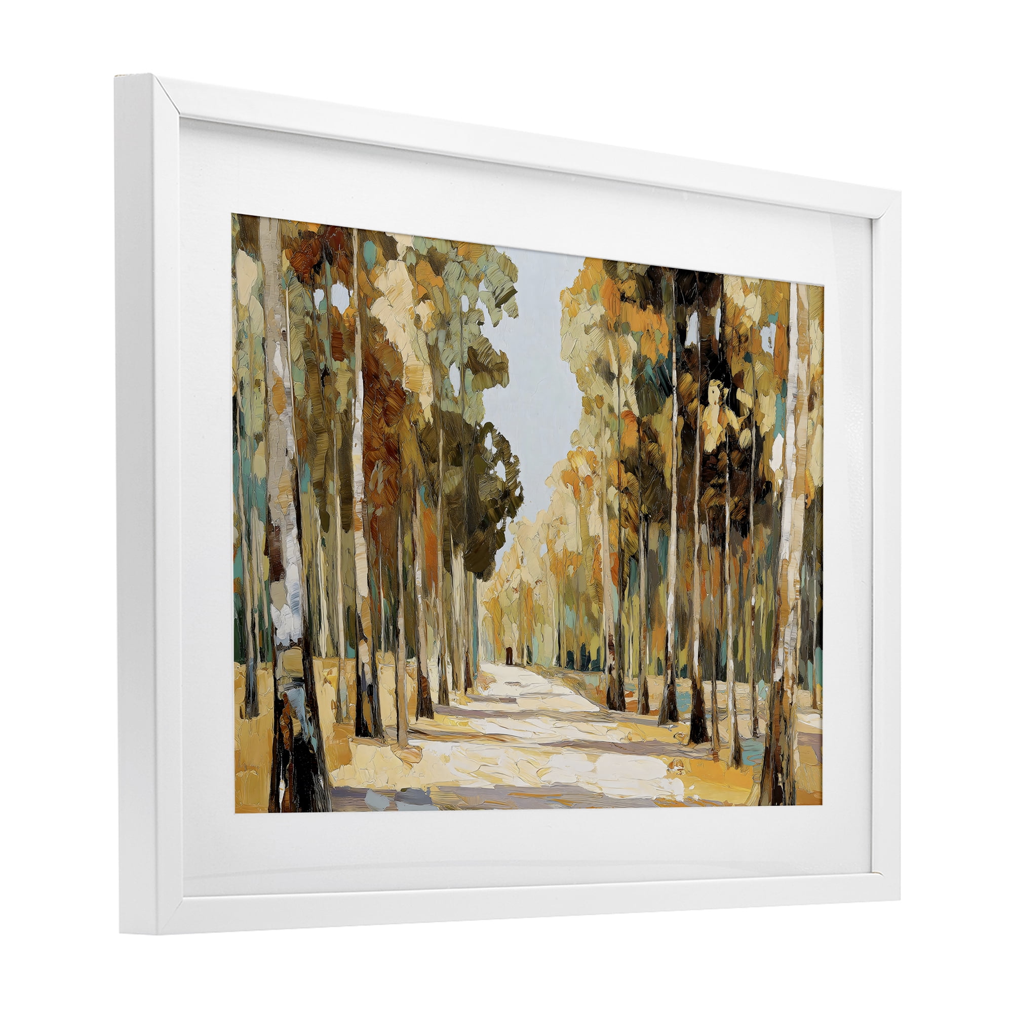 Stupell Industries Modern Impressionist Fall Forest White Framed Print Under Glass, design by Gina Kelly