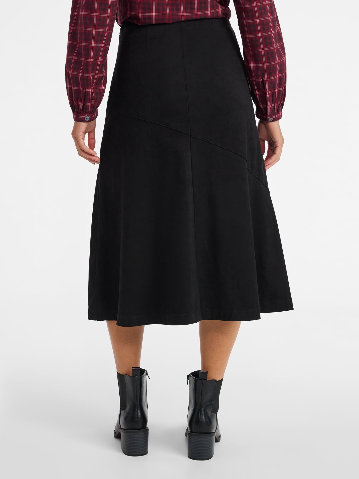 Time and Tru Women's Faux Suede Midi Skirt, 31" Length, Sizes 0-18