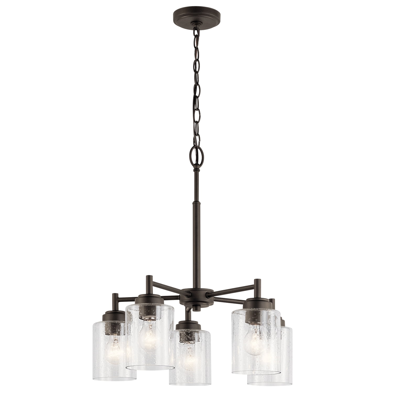 Kichler Winslow 5 Light Olde Bronze Contemporary Chandelier with Clear Seeded Glass