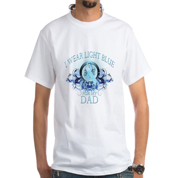 CafePress - I Wear Light Blue For My Dad (Floral) White T Shir - Men's Classic T-Shirts