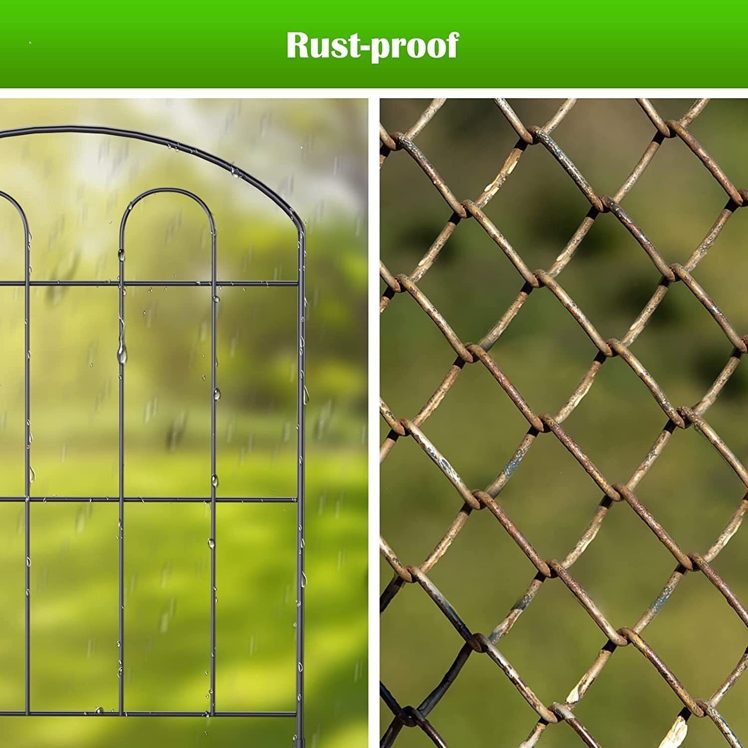 20 Pack Detachable Garden Fence Decorative Metal Outdoor Lawn Pet Fence Black