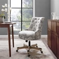 thumbnail image 2 of Pemberly Row Rolling Fabric & Wood Swivel Office Chair in Gray/Natural, 2 of 8