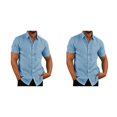 thumbnail image 2 of stanreset 1/2/3 Fête Randonnée Chemise Homme Simple Boutonnage Été Boutonnée Manches Courtes Polyester Mode Cadeau d'Anniversaire Bleu TTG 2 Pcs, 2 of 6