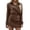 Coffee, variant on QHFBli Women Dressy Casual 2 Piece Outfits Striped Long Sleeve Button Down Shirt and Mini Skirt Matching Set