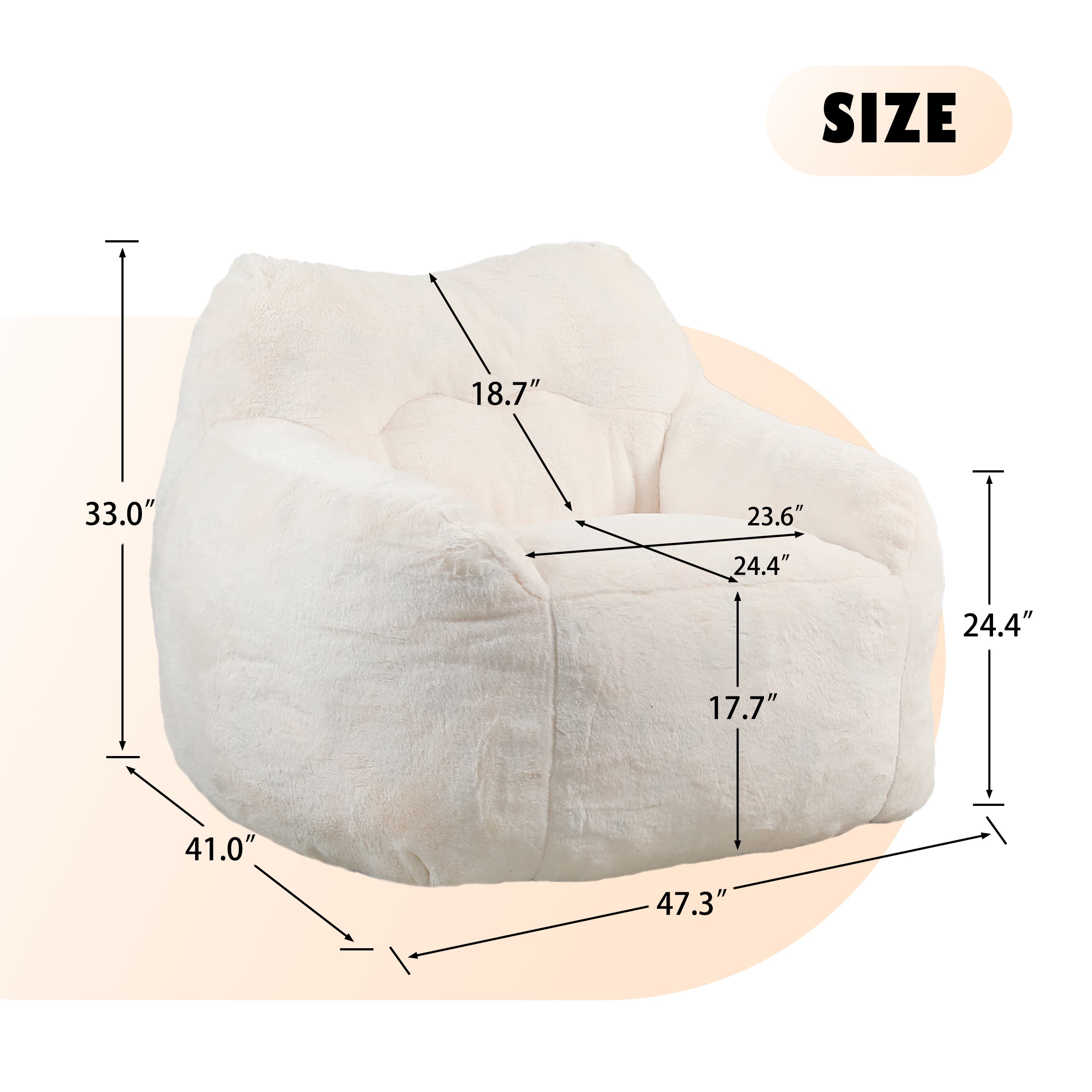 MAYEERTY Bean Bag Sofa Chair with Armrests - High-Density Foam, Lazy Comfy for Adults, Living Room/Bedroom Reading.