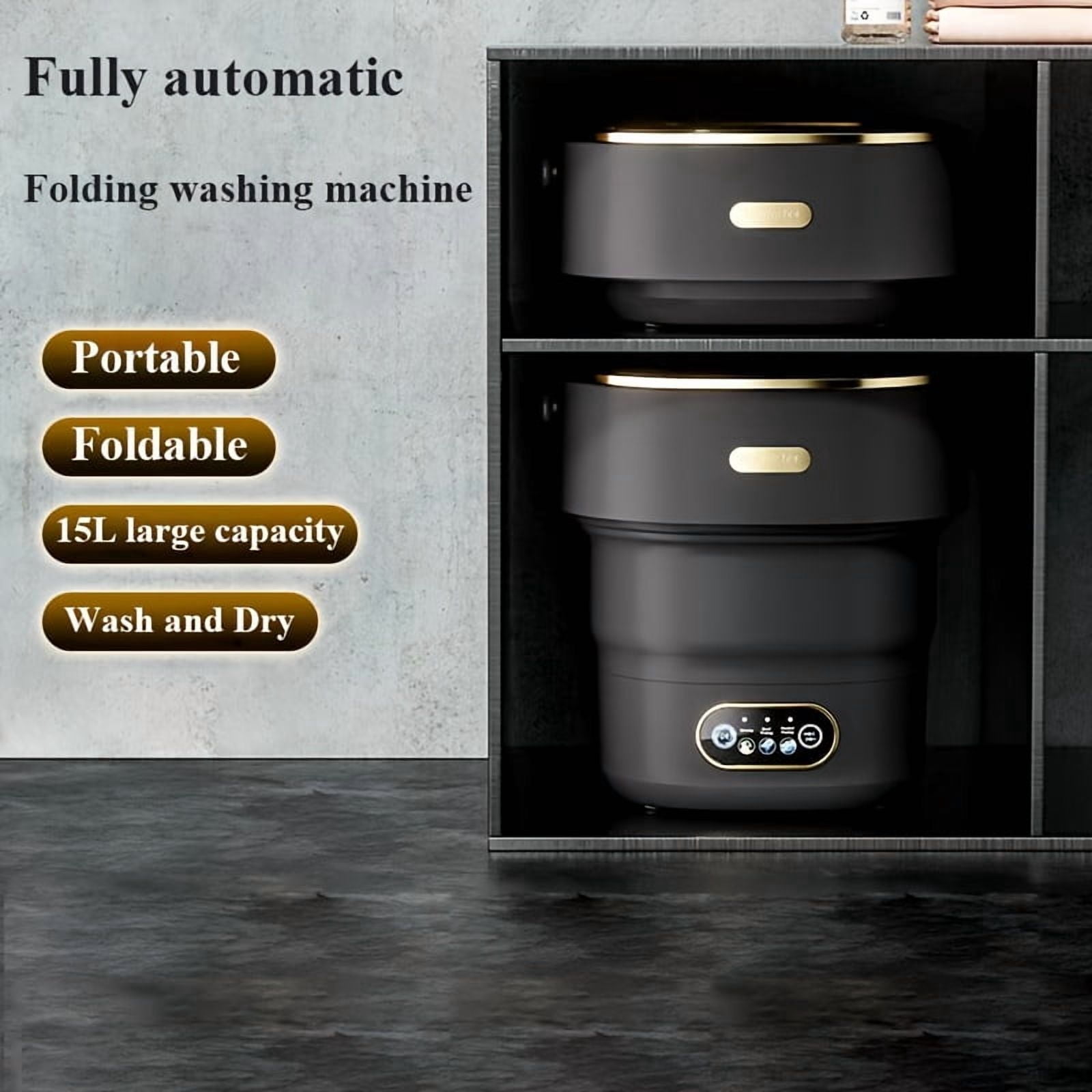 15L Foldable Portable Mini Washing Machine, Underwear & Sock Washer with Clothing Isolation, Space-Saving for Home, Travel, Apartment & RV Use