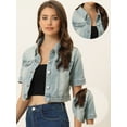 thumbnail image 2 of Chaqueta Corta Informal Allegra K Mujer Vaquera Azul gris claro L, 2 of 5
